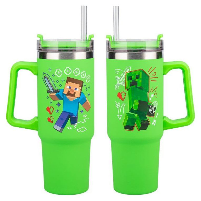 Paladone Minecraft Green 900ml Insulated Cup and Straw