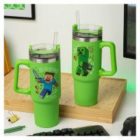 Paladone Minecraft Green 900ml Insulated Cup and Straw