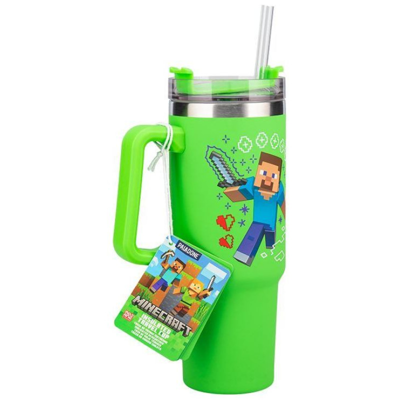 Paladone Minecraft Green 900ml Insulated Cup and Straw
