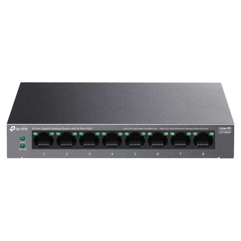 Tp-Link Switch|TP-LINK|LS108GP|Desktop/pedestal|8x10Base-T / 100Base-TX / 1000Base-T|PoE+ ports 8|LS108GP