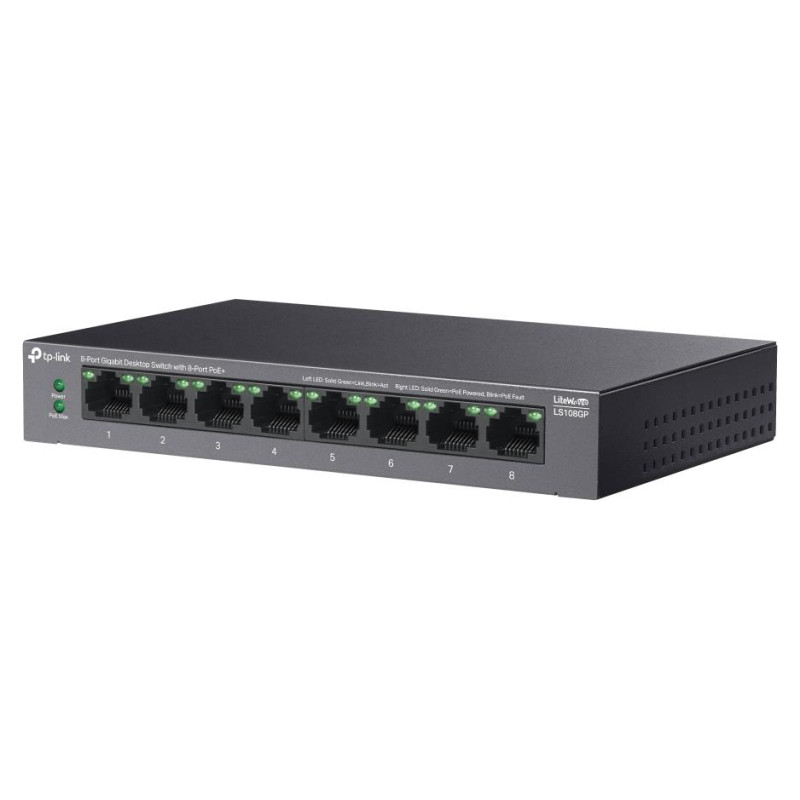 Tp-Link Switch|TP-LINK|LS108GP|Desktop/pedestal|8x10Base-T / 100Base-TX / 1000Base-T|PoE+ ports 8|LS108GP
