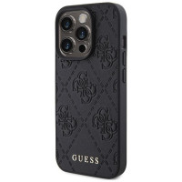 Guess Leather 4G Stamped case for iPhone 15 Pro Max - black