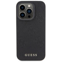 Guess Leather 4G Stamped case for iPhone 15 Pro Max - black