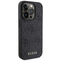 Guess Leather 4G Stamped case for iPhone 15 Pro Max - black