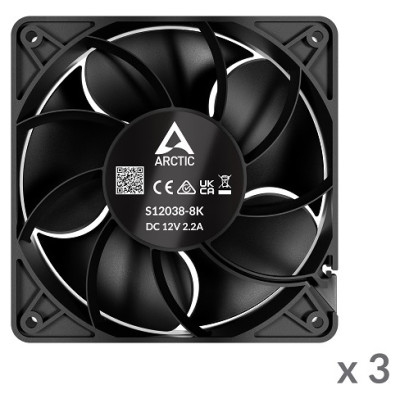 Arctic S12038-8 Server Fans, 4-pin, 120mm, 3 pcs