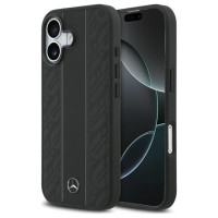 Mercedes Leather Laurel Leaves Stripes MagSafe Case for iPhone 17 - Black