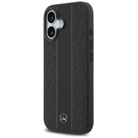 Mercedes Leather Laurel Leaves Stripes MagSafe Case for iPhone 17 - Black