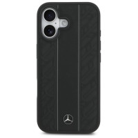 Mercedes Leather Laurel Leaves Stripes MagSafe Case for iPhone 17 - Black