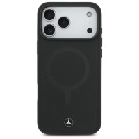 Mercedes Plain Smooth Leather MagSafe Case for iPhone 17 Pro Max - Black