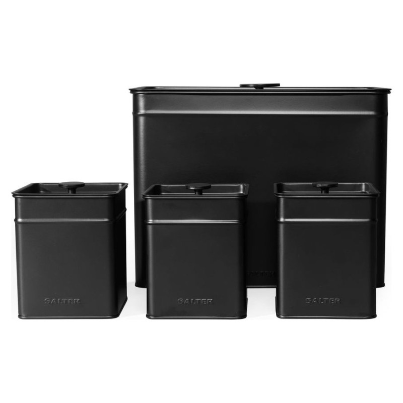 Salter BW126141EU7 Kuro 4-Piece Bread Bin & Canister Set