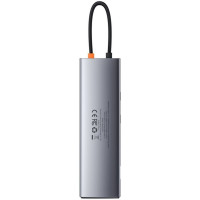 Baseus Metal Gleam 11in1 multifunctional USB Type C HUB - 3x USB 3.2 Gen 1 5Gbps / USB Type C PD 100W / 3.5 mm mini jack AUX / VGA Full HD 60Hz / 2x HDMI 4K 30Hz / TF and SD card reader / RJ45 1Gbps gray (CAHUB-CT0G)