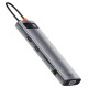 Baseus Metal Gleam 11in1 multifunctional USB Type C HUB - 3x USB 3.2 Gen 1 5Gbps / USB Type C PD 100W / 3.5 mm mini jack AUX / VGA Full HD 60Hz / 2x HDMI 4K 30Hz / TF and SD card reader / RJ45 1Gbps gray (CAHUB-CT0G)