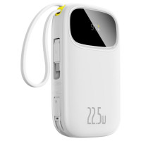 Baseus EnerFill FC31 20000mAh 22.5W Powerbank with Digital Display and 2 Built-in Cables (USB-C + Lightning) - White