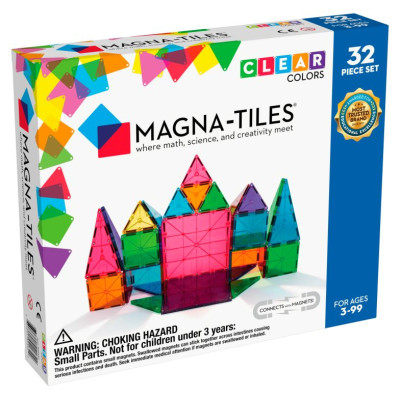 Magna-Tiles Magnētiskais konstruktors "Tīras krāsas", 32 gab.