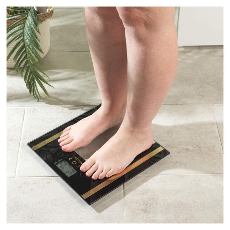 Salter SA00550BGCFAS Glass Analyser Bathroom Scale Black/Gold