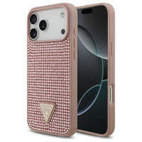 Guess Rhinestone Triangle Logo Case for iPhone 17 Pro Max - Pink
