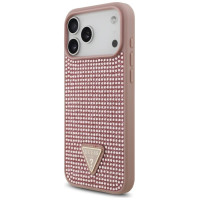 Guess Rhinestone Triangle Logo Case for iPhone 17 Pro Max - Pink