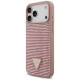 Guess Rhinestone Triangle Logo Case for iPhone 17 Pro Max - Pink