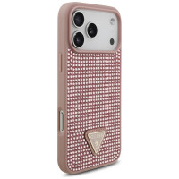 Guess Rhinestone Triangle Logo Case for iPhone 17 Pro Max - Pink