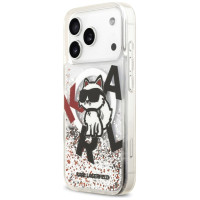 Karl Lagerfeld Liquid Glitter Choupette Logo MagSafe Case for iPhone 17 Pro - Clear