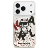 Karl Lagerfeld Liquid Glitter Choupette Logo MagSafe Case for iPhone 17 Pro - Clear