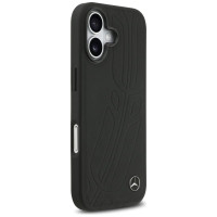 Mercedes Leather Large Laurel Leave MagSafe Case for iPhone 17 - Black