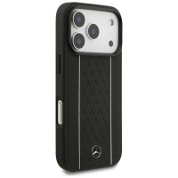 Mercedes Leather Star Pattern Stripes MagSafe Case for iPhone 17 Pro - Black