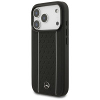 Mercedes Leather Star Pattern Stripes MagSafe Case for iPhone 17 Pro - Black