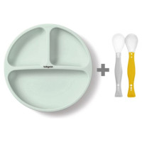 Babyono Silikona šķīvis 1482/03 mint + elastīgas karotes 1066 DĀVANĀ!