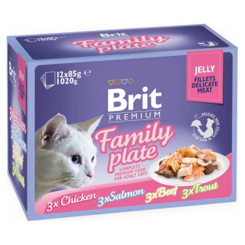 Brit Care Cat Delicate Pouch Fillets in Jelly Family Plate 1020 g (12x85 g)