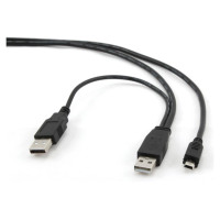 Gembird CABLE USB2 DUAL AM-MINI 0.9M/BLACK CCP-USB22-AM5P-3 GEMBIRD