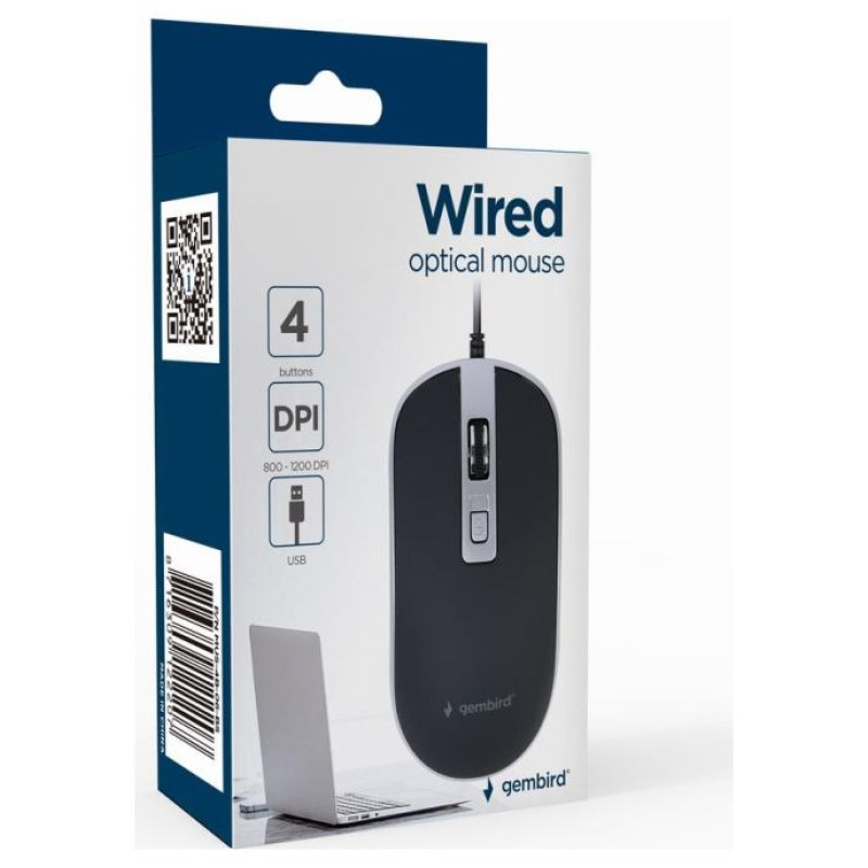 Gembird MOUSE USB OPTICAL BLACK/SILVER/MUS-4B-06-BS GEMBIRD