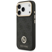 Guess 4G Strass Logo & Big Strap Metal Buttons MagSafe Case for iPhone 17 Pro - Black