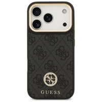 Guess 4G Strass Logo & Big Strap Metal Buttons MagSafe Case for iPhone 17 Pro - Black
