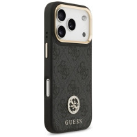 Guess 4G Strass Logo & Big Strap Metal Buttons MagSafe Case for iPhone 17 Pro - Black
