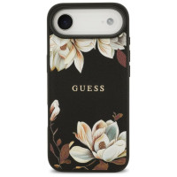 Guess Grained Flowers Classic Logo MagSafe case for iPhone Air - black