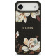 Guess Grained Flowers Classic Logo MagSafe case for iPhone Air - black