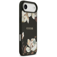 Guess Grained Flowers Classic Logo MagSafe case for iPhone Air - black