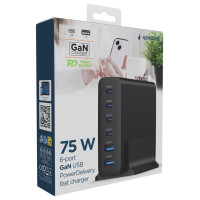 Gembird CHARGER USB UNIVERSAL 6P 75W/TA-UC-2A4C-PD75-01-BK GEMBIRD