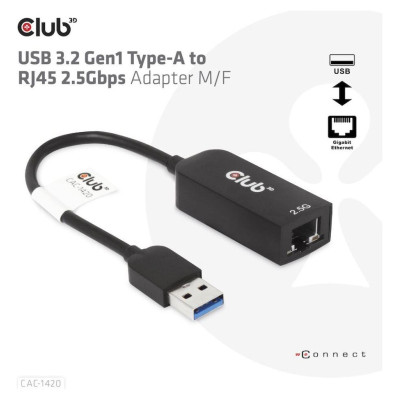 Club3D I/O ADAPTER USB3.2 TO RJ45/M/F CAC-1420 CLUB3D