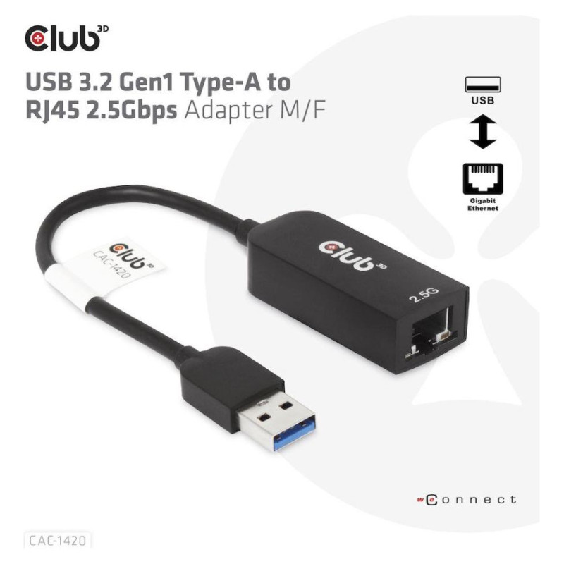 Club3D I/O ADAPTER USB3.2 TO RJ45/M/F CAC-1420 CLUB3D