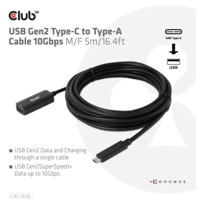 Club3D CABLE USB-C TO USB 5M/M/F CAC-1536 CLUB3D