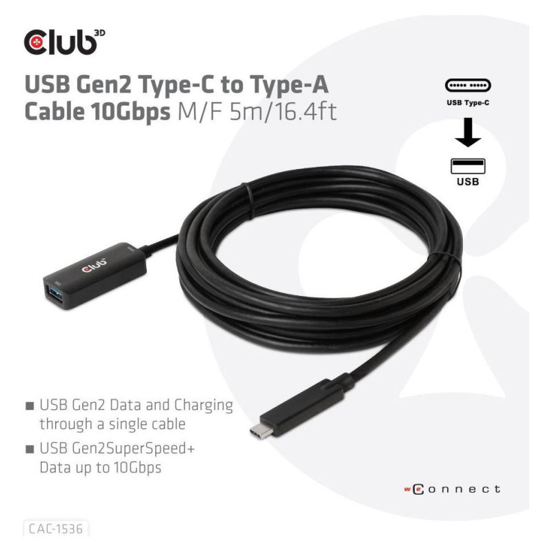 Club3D CABLE USB-C TO USB 5M/M/F CAC-1536 CLUB3D