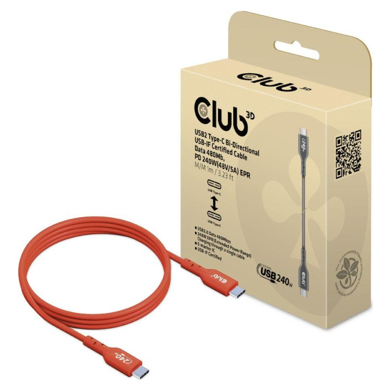 Club3D CABLE USB-C TO USB-C 1M/M/M CAC-1511 CLUB3D