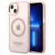 Guess Gold Outline Translucent MagSafe case for iPhone 13 - pink