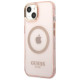 Guess Gold Outline Translucent MagSafe case for iPhone 13 - pink