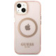 Guess Gold Outline Translucent MagSafe case for iPhone 13 - pink