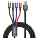 Baseus cable USB cable 4in1 Lightning / 2x USB Type C / micro USB in nylon braid 3.5A 1.2m black (CA1T4-B01)