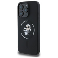 Karl Lagerfeld Silicone Karl&Choupette Heads Ring MagSafe Case for iPhone 16 Pro Max - Black
