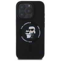 Karl Lagerfeld Silicone Karl&Choupette Heads Ring MagSafe Case for iPhone 16 Pro Max - Black
